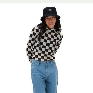 Vans Women’s checkered POSITION MESH SHEER MOCK NECK TOP in size S
